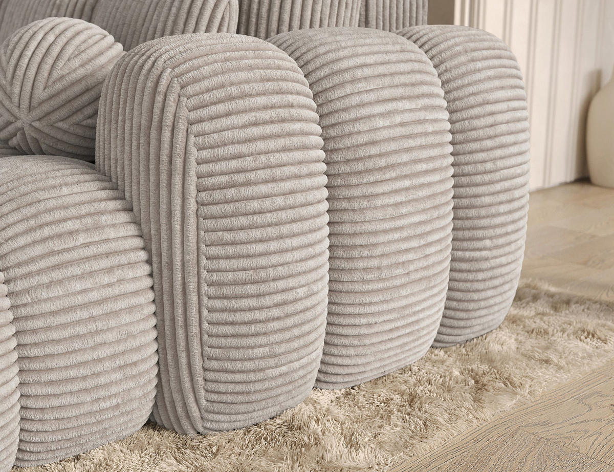 ECKSOFA COVELION L-Form – Schlaffunktion, Bettkasten, Wellenfederung, HR-Kaltschaum, inkl. Kissen, moderner Wohnkomfort - Champagner, Kunststoff (167/260cm) - Wohnideebilder