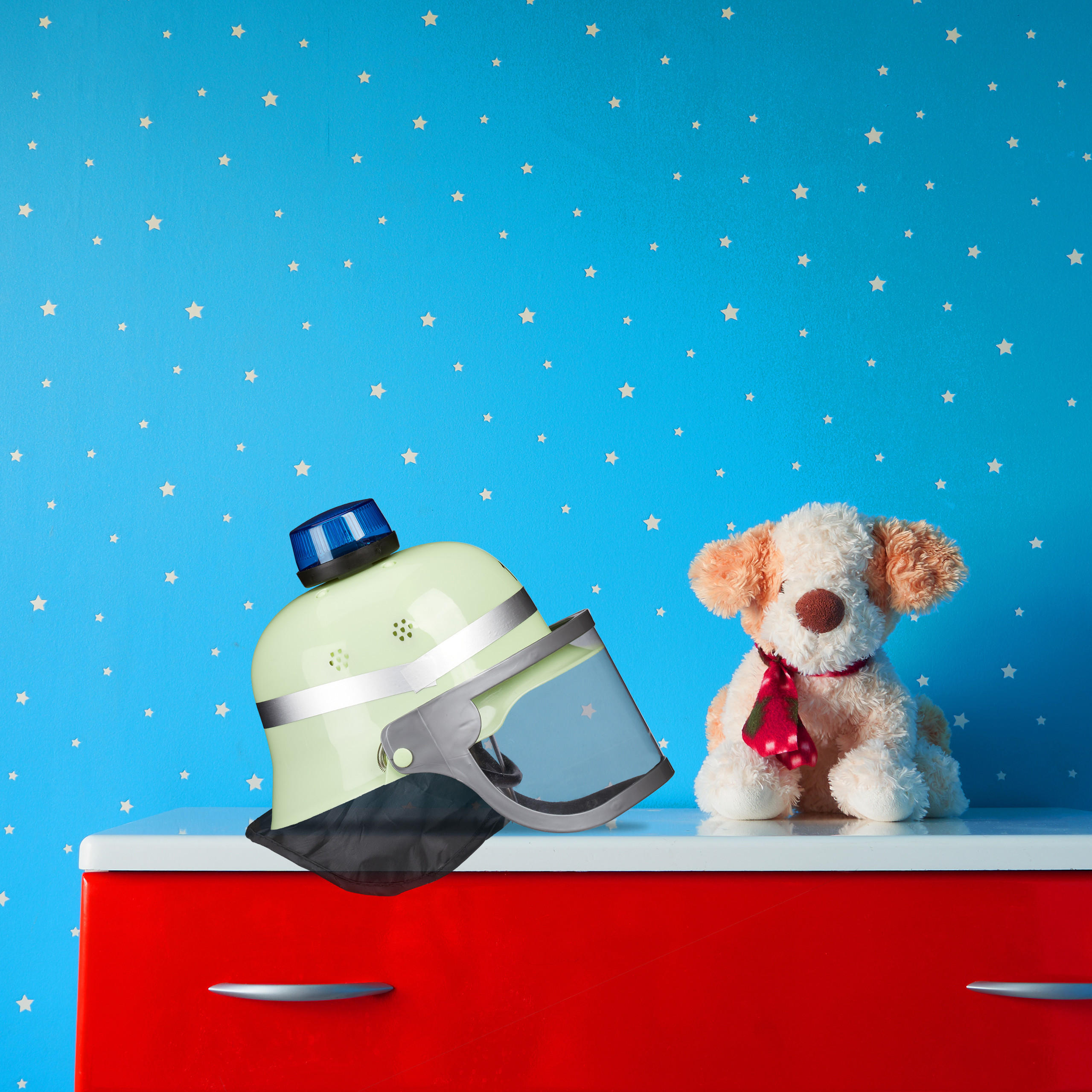 FEUERWEHRHELM Blaulicht - Gelb, Kunststoff/Textil (22/23/26cm) - Relaxdays