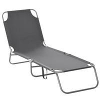 SONNENLIEGE DE-15590 klappbar, verstellbare Rückenlehne Grau - Grau, Metall (55/24/187cm) - ComfortXL
