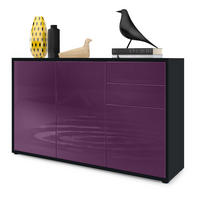 KOMMODE Ben Front in Brombeer Hochglanz - Brombeere, Holzwerkstoff (117/74/36cm) - Vladon