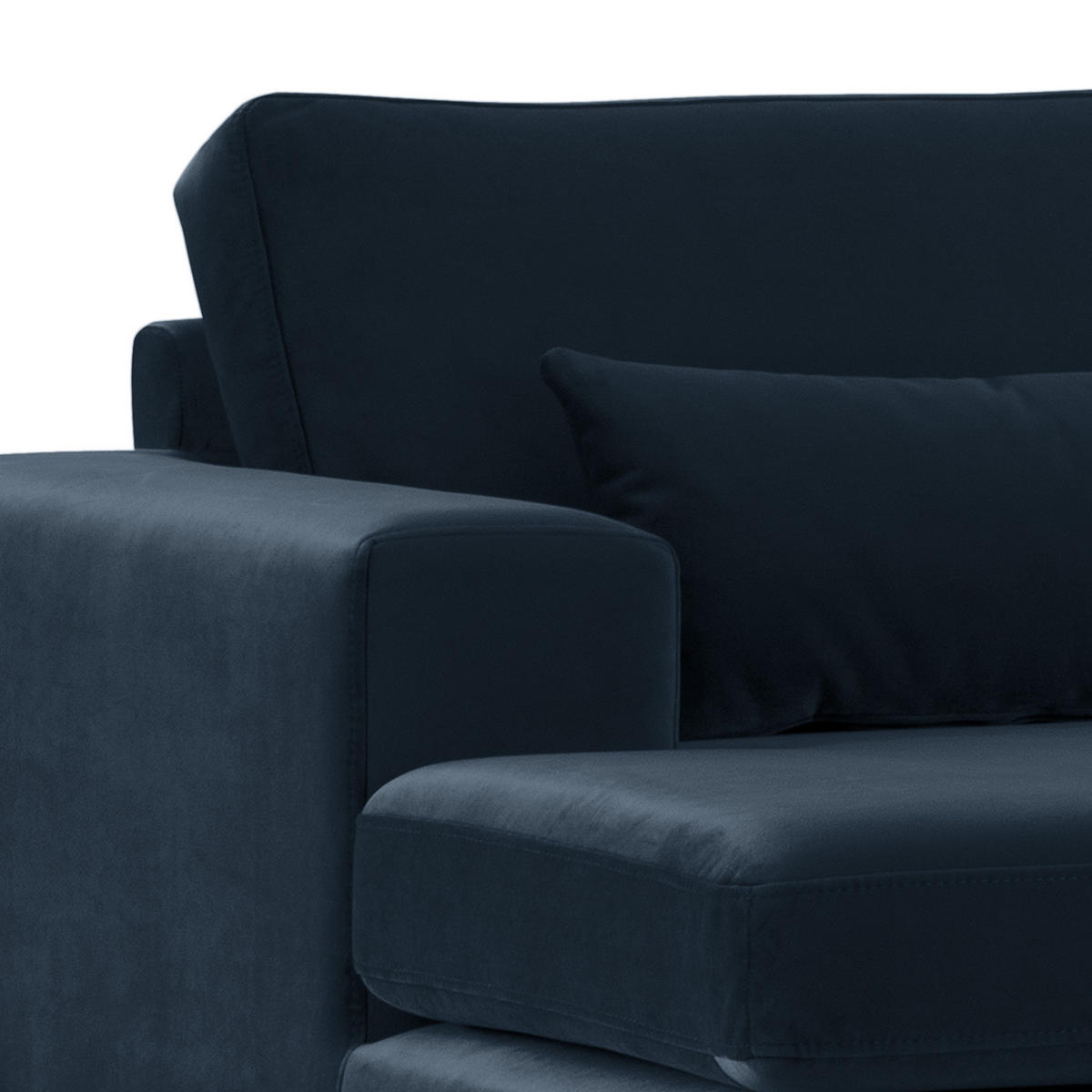 ECKSOFA mit Longchair - Eichefarben/Dunkelblau, Eichenholz/Textil (281/153cm) - home24