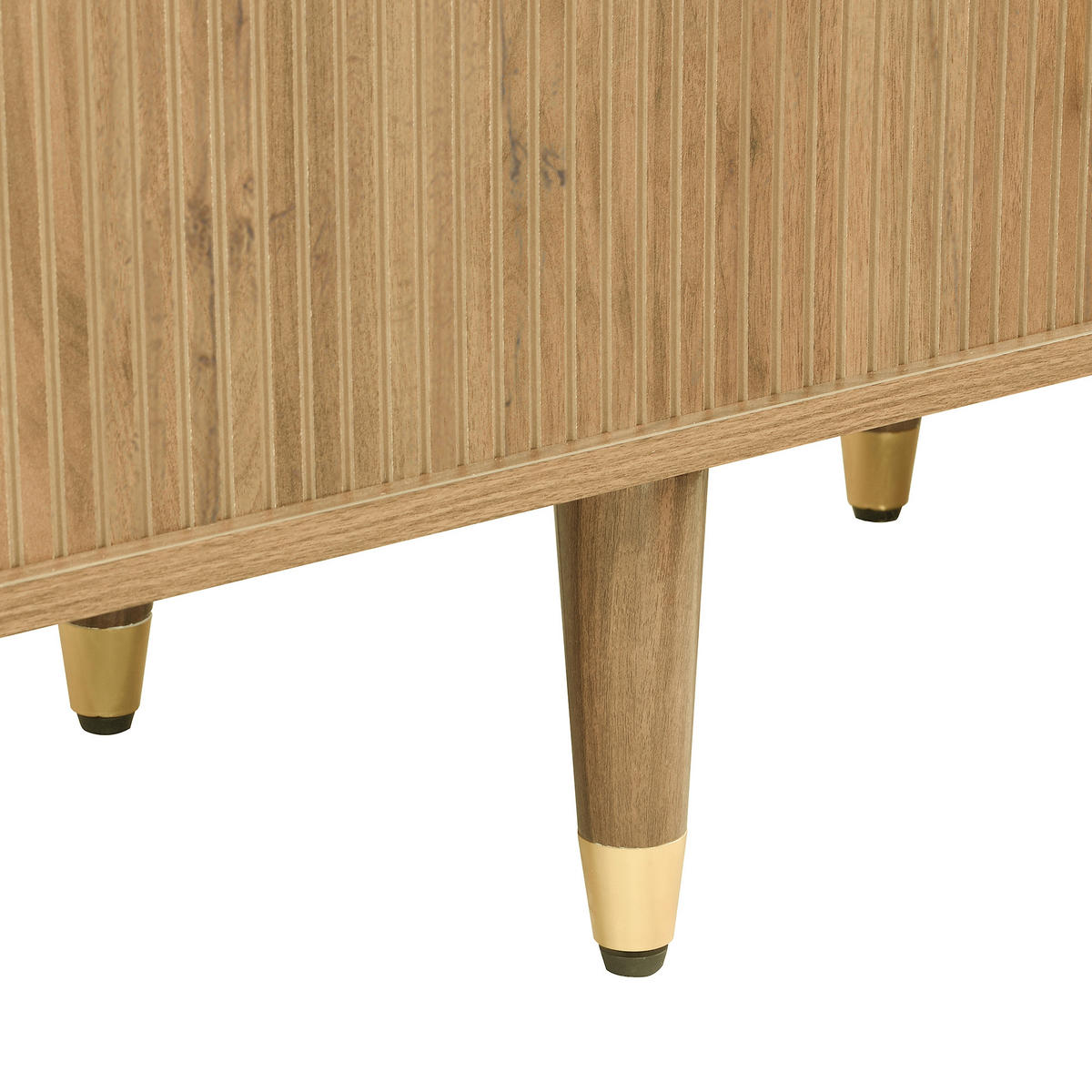 LOWBOARD TV-Schrank Walnuss Rattan Schiebetür mit Stauraum Gold Akzente Boho Retro Design Holz/Spanplatte - Naturfarben, Holzwerkstoff (175/45/38cm) - EVRYAE