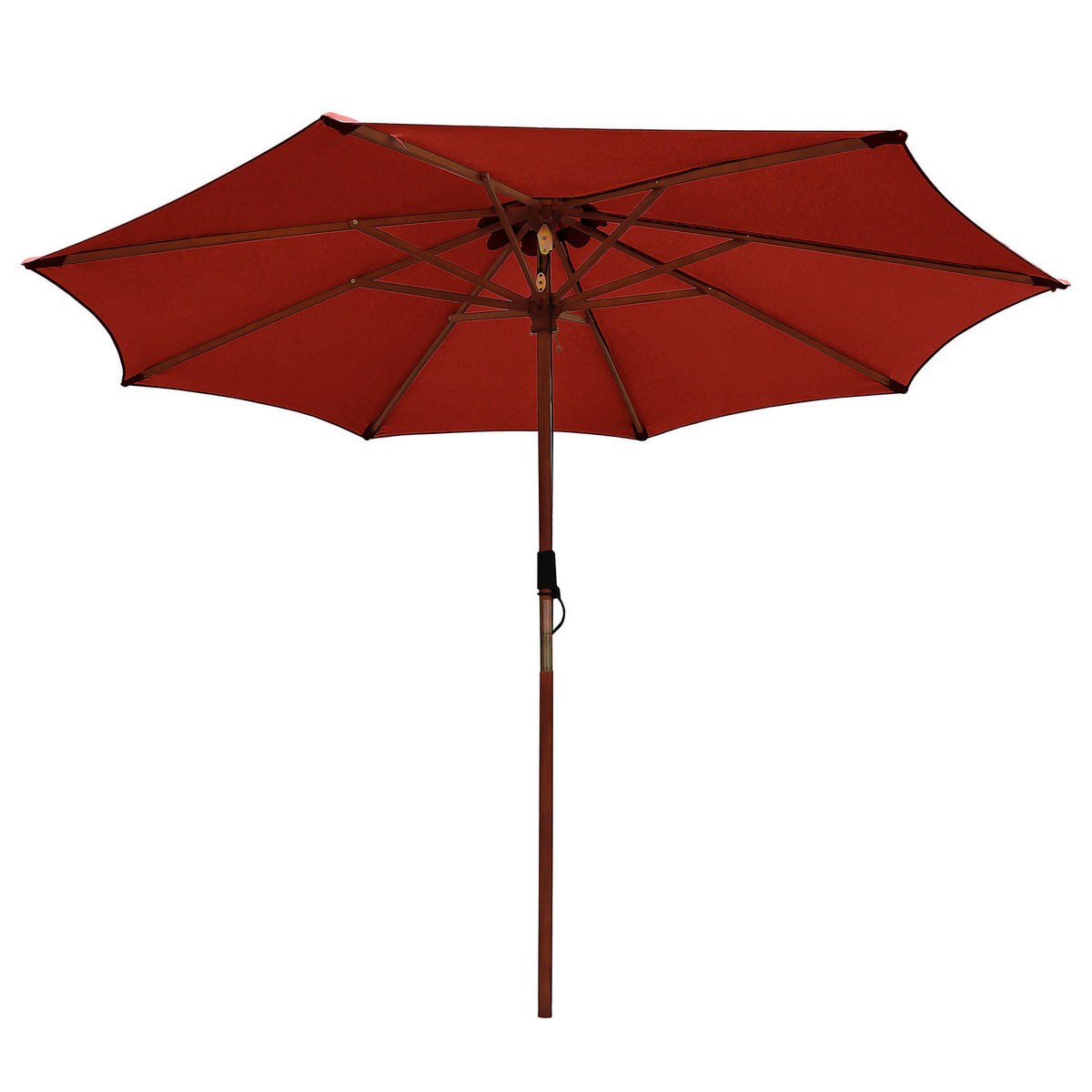 SONNENSCHIRM - Eukalyptus massiv / Polyester - Terracotta, Holz/Textil (250/250cm) - home24