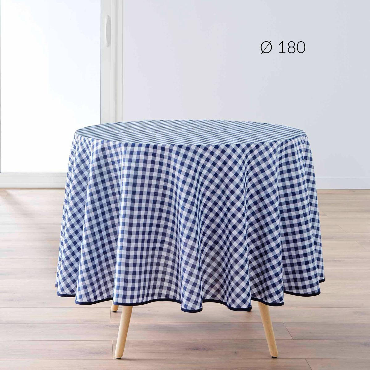 TISCHDECKE Vichy kariert Ø 180 cm - Blau, Textil (180cm) - Douceur d´intérieur