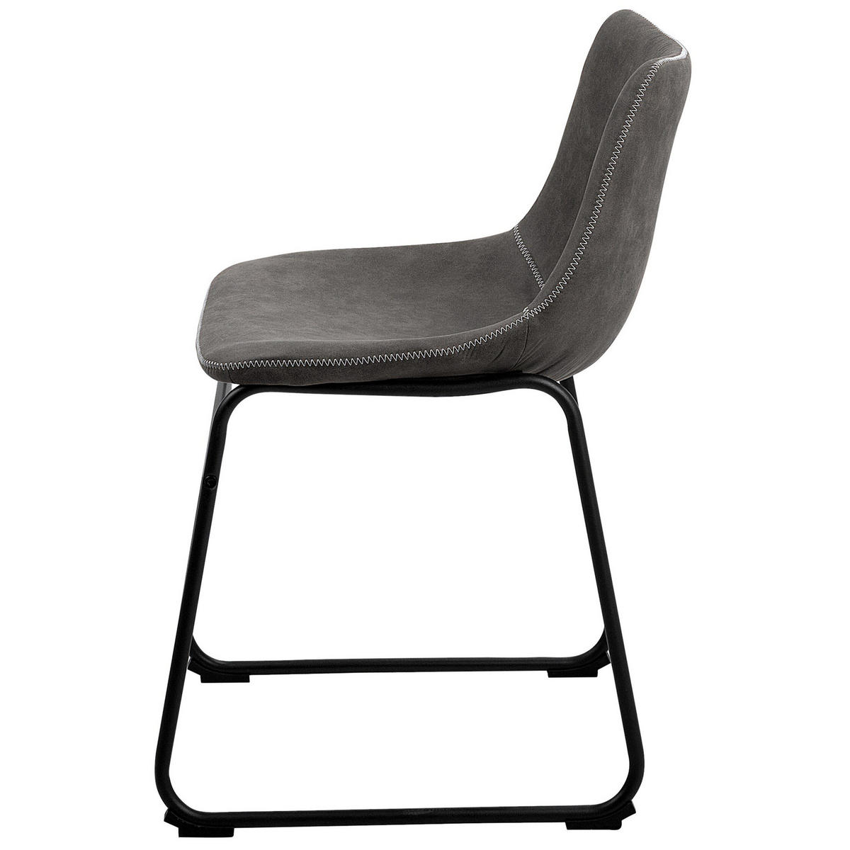 STUHL 2er-Set Polsterbezug Grau Batavia - Grau, Textil/Metall (45/74/44cm) - Beliani