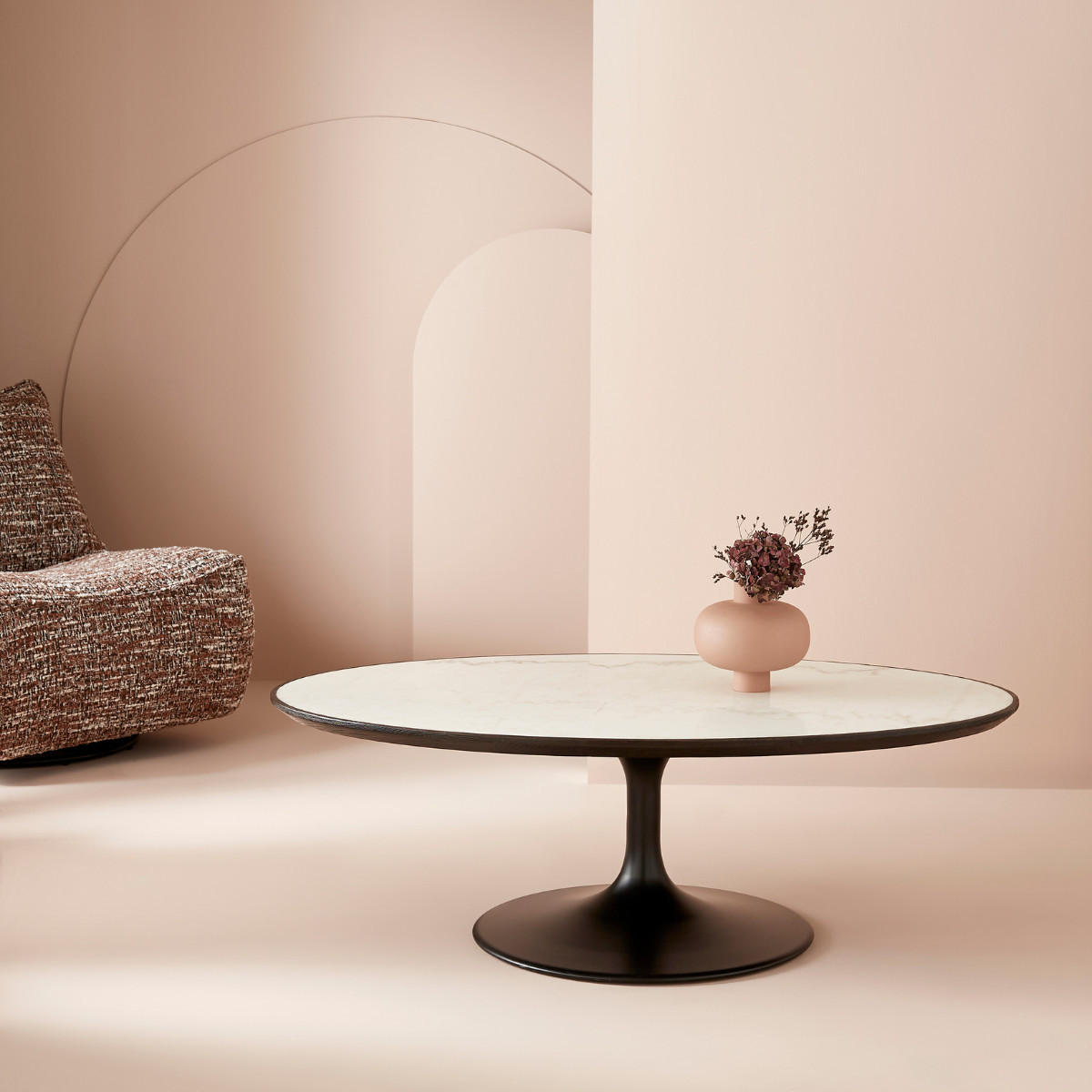 COUCHTISCH aus weißem marmor - tulipe 130/80/44 cm - Weiß, Holz (99/99/44cm) - Signature