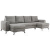 WOHNLANDSCHAFT AXEL U Velvet Hellgrau - Hellgrau/Schwarz, Textil/Metall (312/90/140cm) - MKS