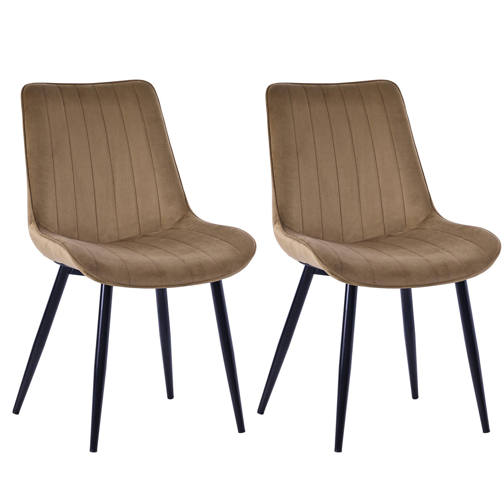 STUHL-SET 2 Stück aus Samt in Modernem Stil-YZ1 - Mokka, Textil/Metall (62.5/88/53cm) - HOMAVO