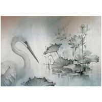 FOTOTAPETE Vogel Blumen Grau 368x254 cm - Multicolor, Papier (368/254cm) - Wallarena