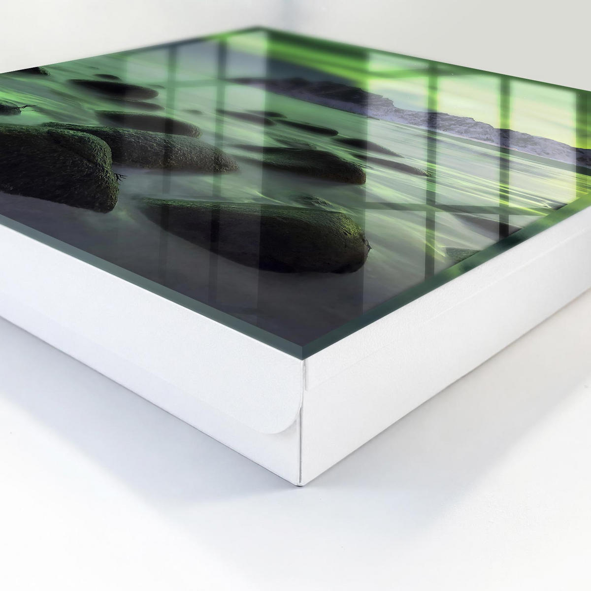 SCHLÜSSELBOX Weiß 30x30 cm – Türöffnung nach rechts - Nordlicht - Grün, Metall (30/30/5cm) - TULUP