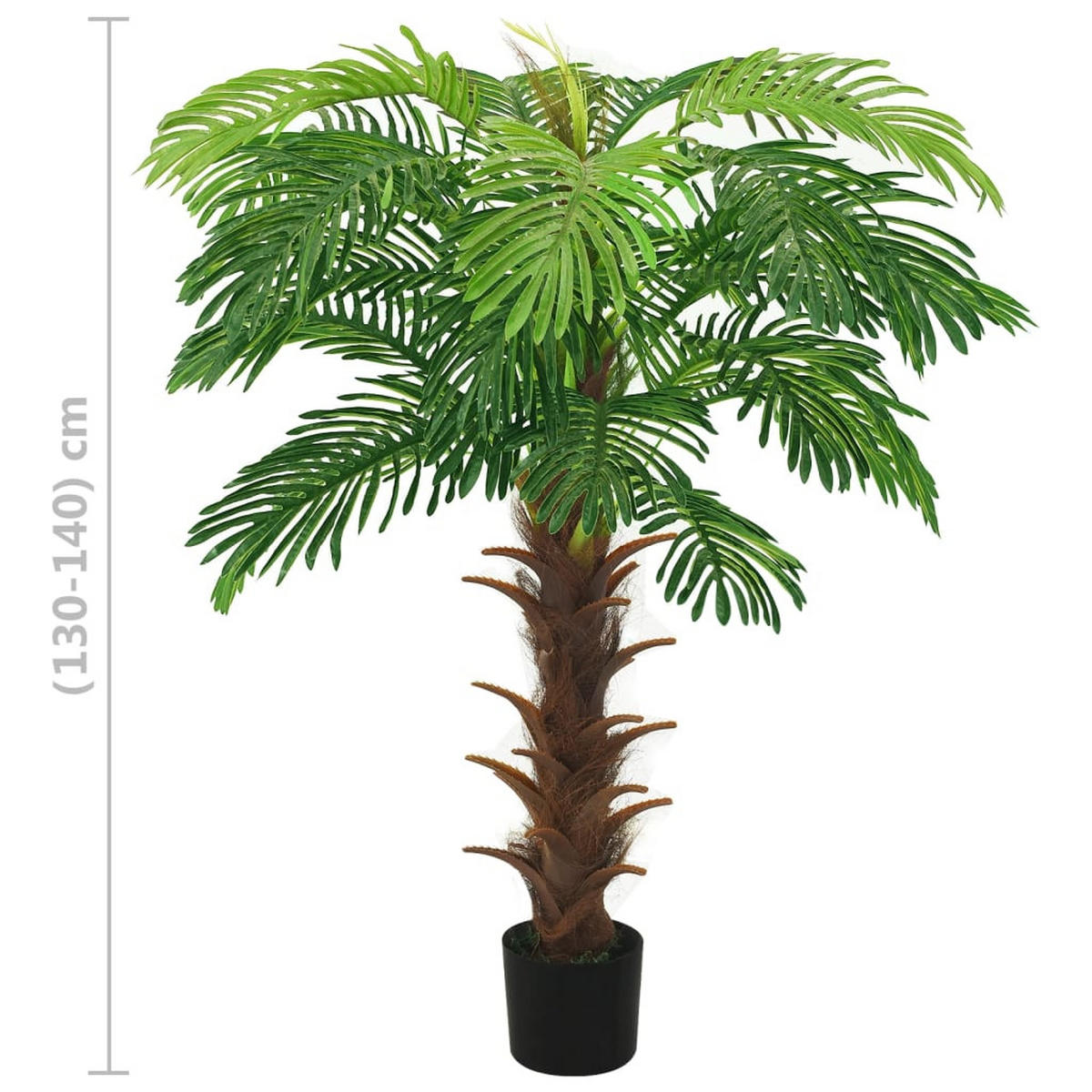 KÜNSTLICHE Palme Cycas Mit Topf 140 Cm Grün - Schwarz/Braun, Holz/Kunststoff (140cm) - vidaXL
