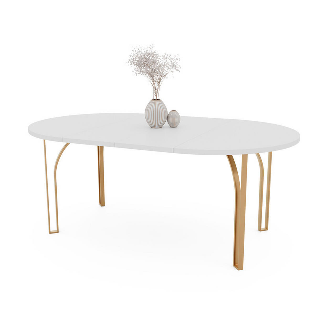 AUSZIEHTISCH ASTRO 120/76 cm, Gold / Weiß - Weiß, Holzwerkstoff/Metall (120/120/76cm) - Idohome