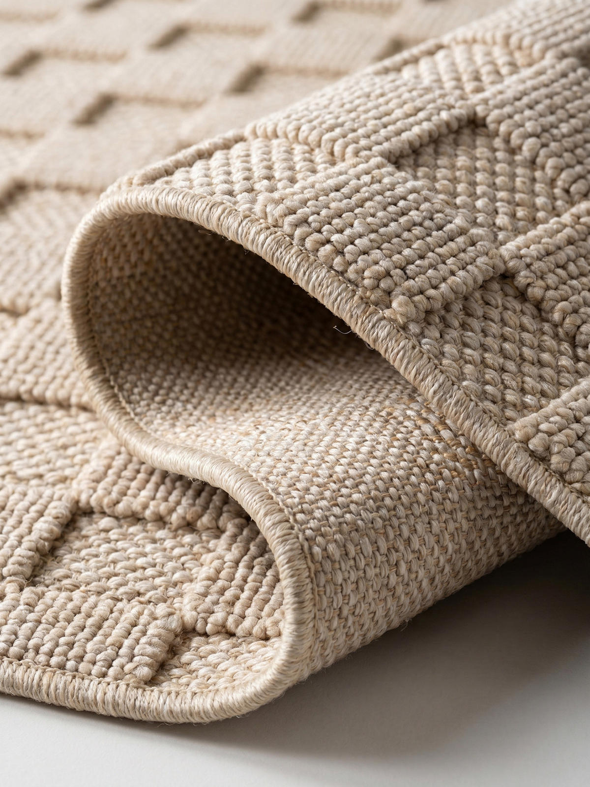 TEPPICH Flachgewebe LANGAU in Beige, mit Schachbrettmuster, Ø 80 cm - Beige, Textil (80/80cm) - KADIMA DESIGN