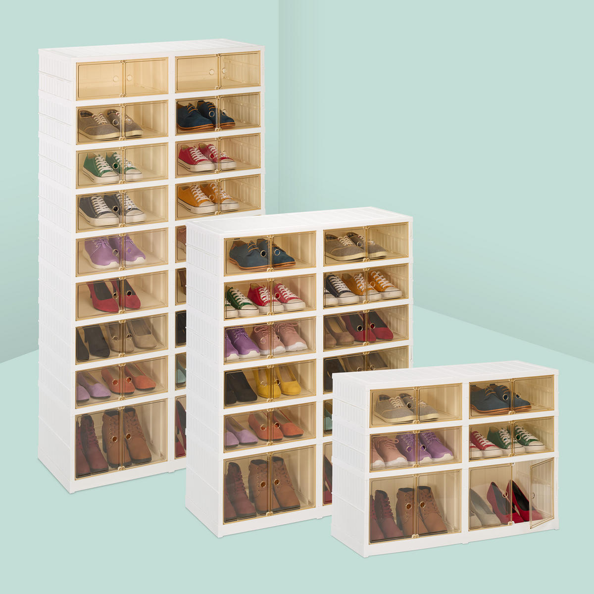 SCHUHSCHRANK - Weiß, Kunststoff (86.5/66.5/34.5cm) - Relaxdays