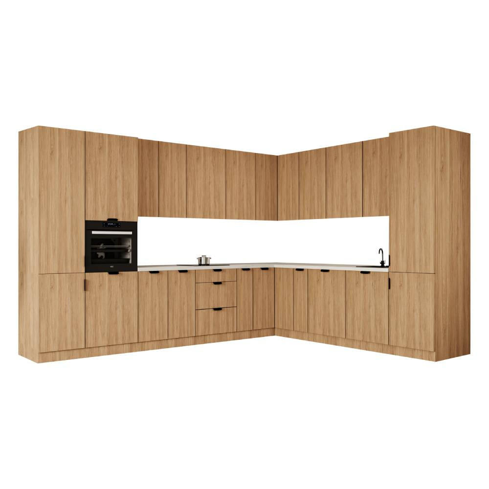 WINKELKÜCHE 345 x 285 cm - Sorento KS12-M345 - in Sonoma Eiche - Schwarz/Sonoma Eiche, Holz/Metall (630/247/58cm)