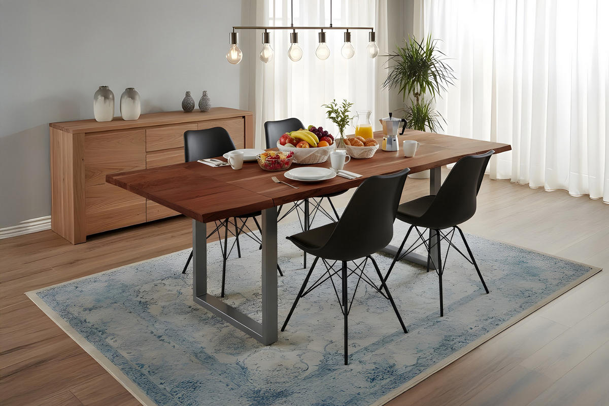 ESSTISCH ADINA - Silberfarben/Braun, Holz/Metall (90/180/76cm) - SAM