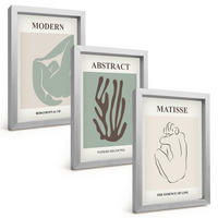 BILDER SET 3er Set - 20x30 cm Silberner Rahmen - Matisses stilvolle abstrakte Gemälde - Silberfarben, Kunststoff (20/30cm) - TULUP