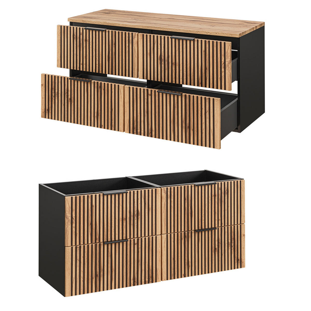 BADMÖBEL-SET 4-TLG. Xanten-56 - Braun, Holzwerkstoff (170/200/47cm) - Lomado