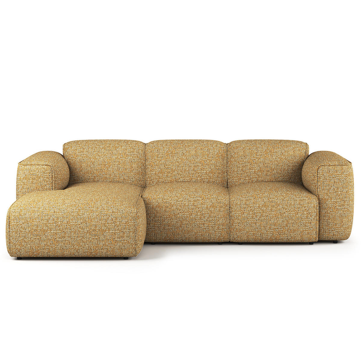 3-SITZER ECKSOFA mit Longchair - Schwarz/Honig, Kunststoff/Textil (251/173cm) - home24