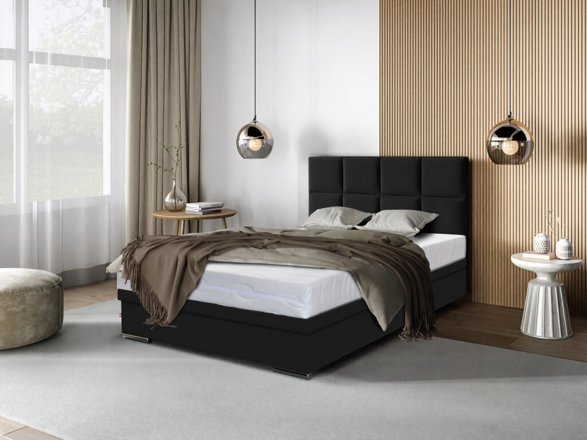 BOXBETT Sizilien 160x200 cm mit Bettkasten, schwarz - Schwarz, Kunststoff (160/200cm) - Margaret Hadas24