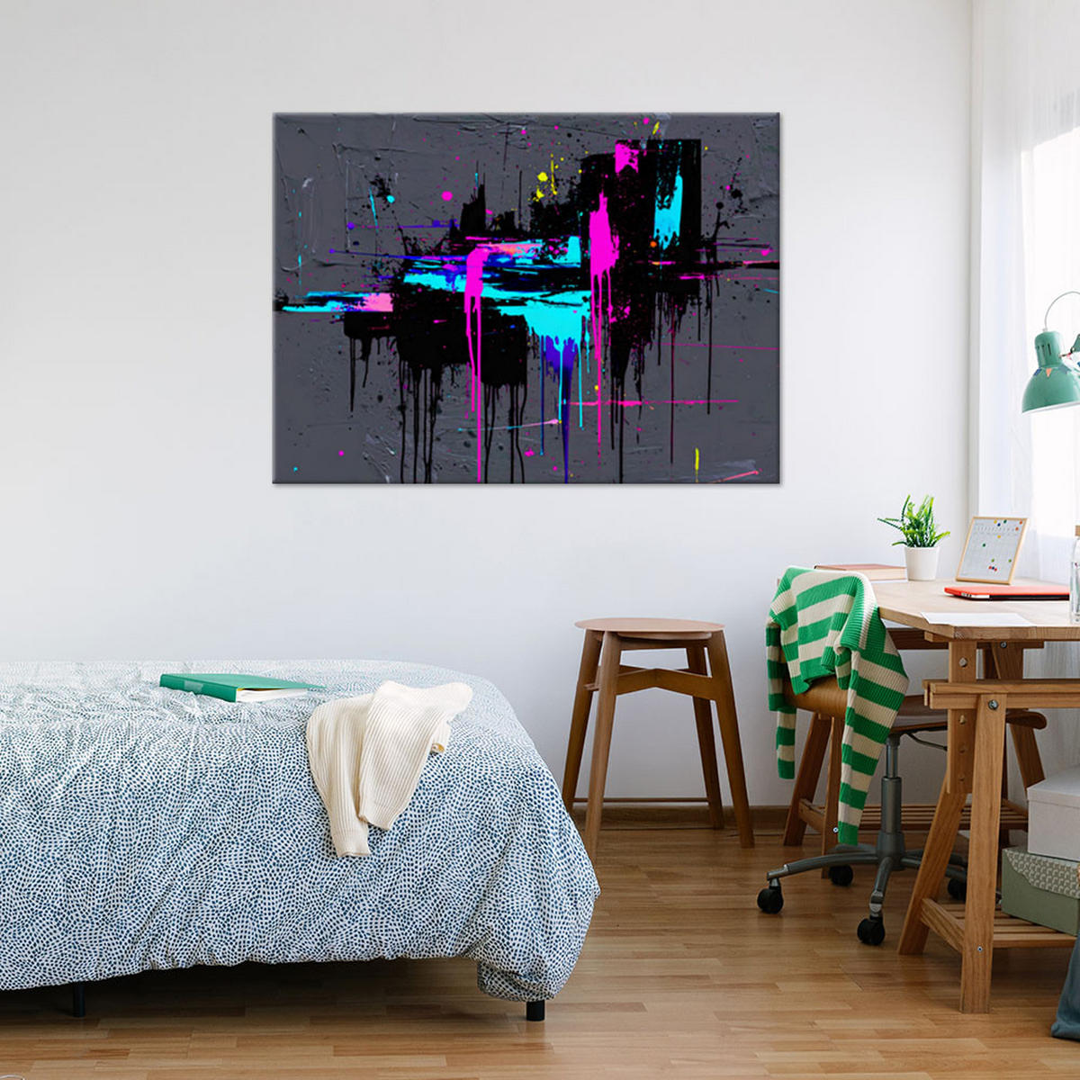 LEINWANDBILD Abstrakt Bunt 120x80cm - Multicolor, Textil (120/80cm) - Feeby