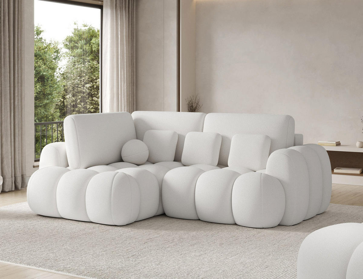 ECKSOFA COZION L-Form mit Schlaffunktion & Bettkasten – Modernes 3-Sitzer Sofa, HR-Kaltschaum, Wellenfederung, 267 × 165 cm - Champagner/Schwarz, Kunststoff (165/267cm) - Wohnideebilder