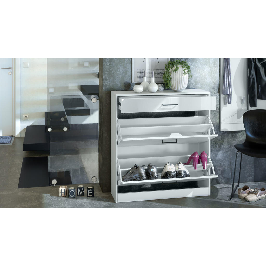 Thumbnail - Vladon Schuhschrank, Schwarz, Holzwerkstoff, 89x95.5x27 cm, Garderobe, Schuhaufbewahrung, Schuhkipper