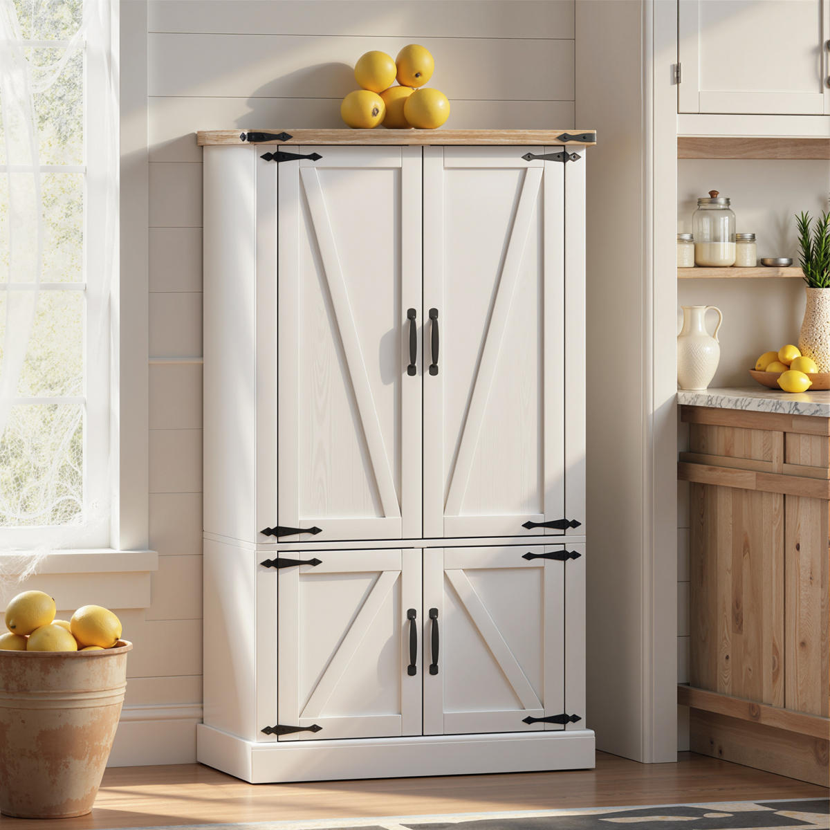 BUFFET DE-11280 4 Türen Weiß - Weiß, Holzwerkstoff (40/136/76.3cm) - ComfortXL