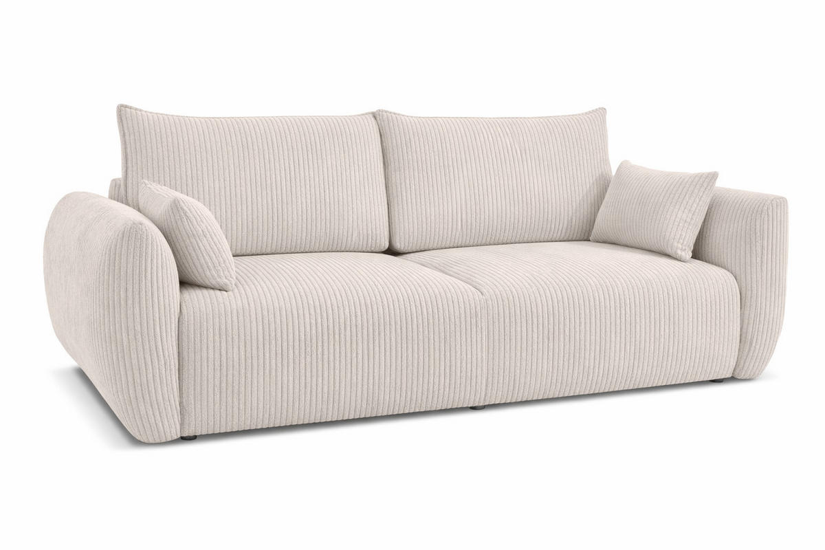SOFA Mit Schlaffunktion Und Bettkasten, Cordstoff Poso, Beige, Zephira - Beige, Holz (238/87/102cm) - Kaiser Möbel