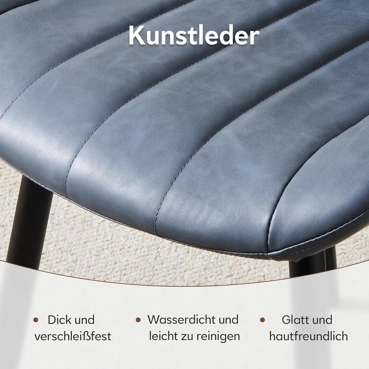 ESSZIMMERSTÜHLE Kunstleder Blau 4er Set - Blau, Kunststoff (53/85/42cm)