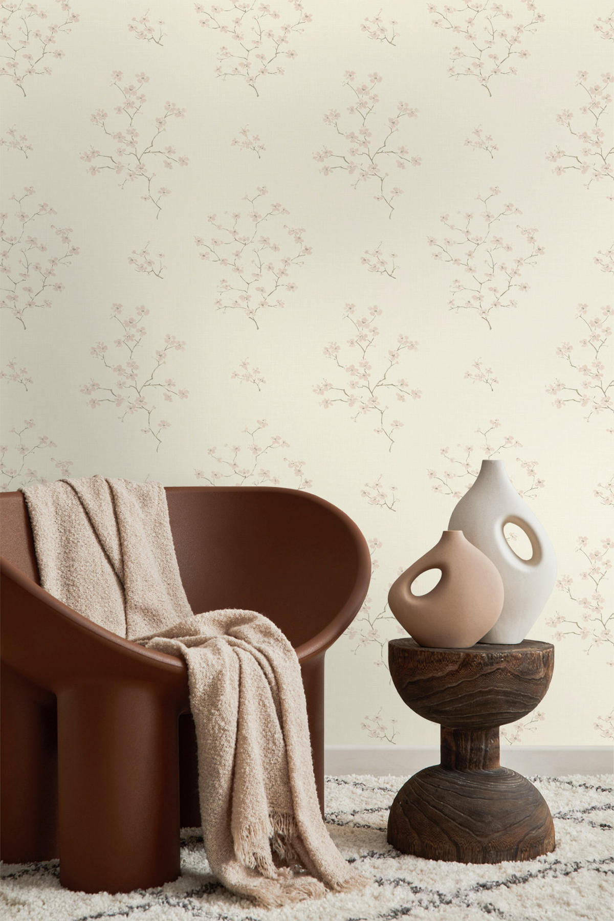 TAPETE Blüte 53 cm x 10.05 m - Beige, Papier (53/1000cm) - Origin Wallcoverings