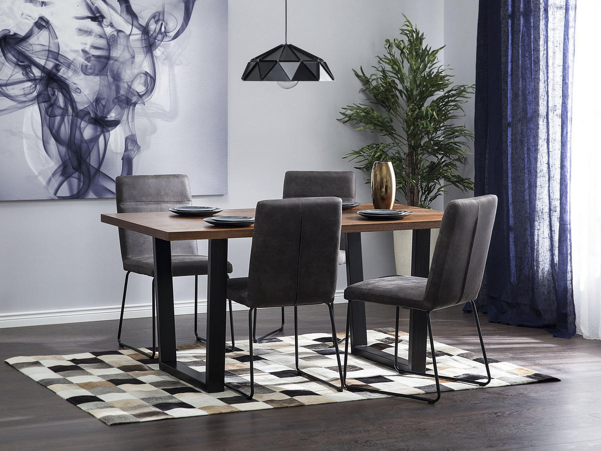 ESSTISCH 160/90/76 cm Dunkelbraun, Schwarz Rechteckig Austin - Dunkelbraun, Holzwerkstoff (160/90/76cm) - Beliani
