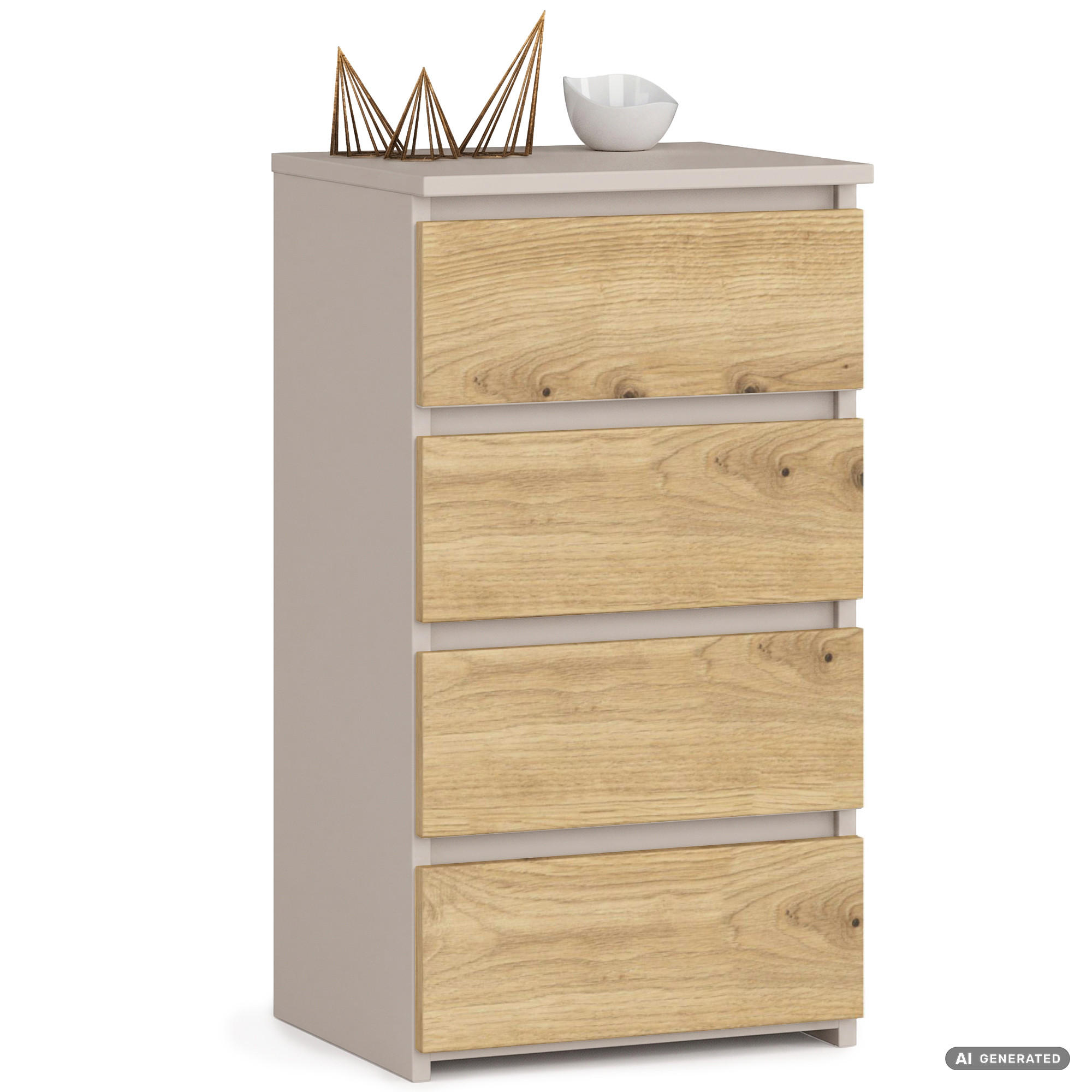 KOMMODE CL4 Kaschmir 40 cm 4 Schubladen Front Artisan-Eiche B40xH74xT35 cm - Beige/Braun, Holzwerkstoff (40/74/35cm) - Akord