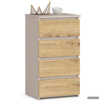 KOMMODE CL4 Kaschmir 40 cm 4 Schubladen Front Artisan-Eiche B40xH74xT35 cm - Beige/Braun, Holzwerkstoff (40/74/35cm) - Akord