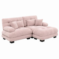 SOFA modular Chenille Pink mit Ottomans - Pink, Kunststoff (145/220.1cm) - Meubliv