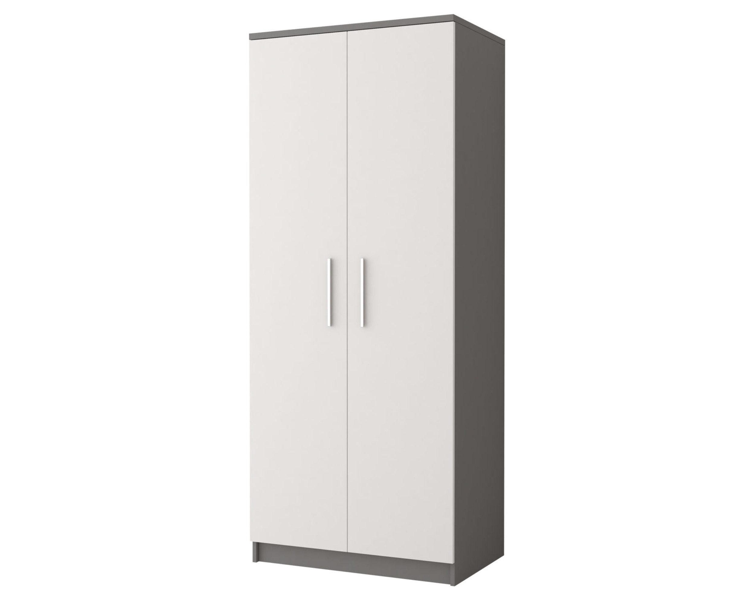 KINDERKLEIDERSCHRANK OLMO 06 80/50/192 Weiß/Grau - Weiß/Grau, Holzwerkstoff (80/192/50cm) - Deine Möbel 24
