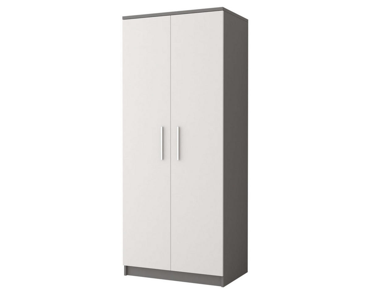 KINDERKLEIDERSCHRANK OLMO 06 80/50/192 Weiß/Grau - Weiß/Grau, Holzwerkstoff (80/192/50cm) - Deine Möbel 24