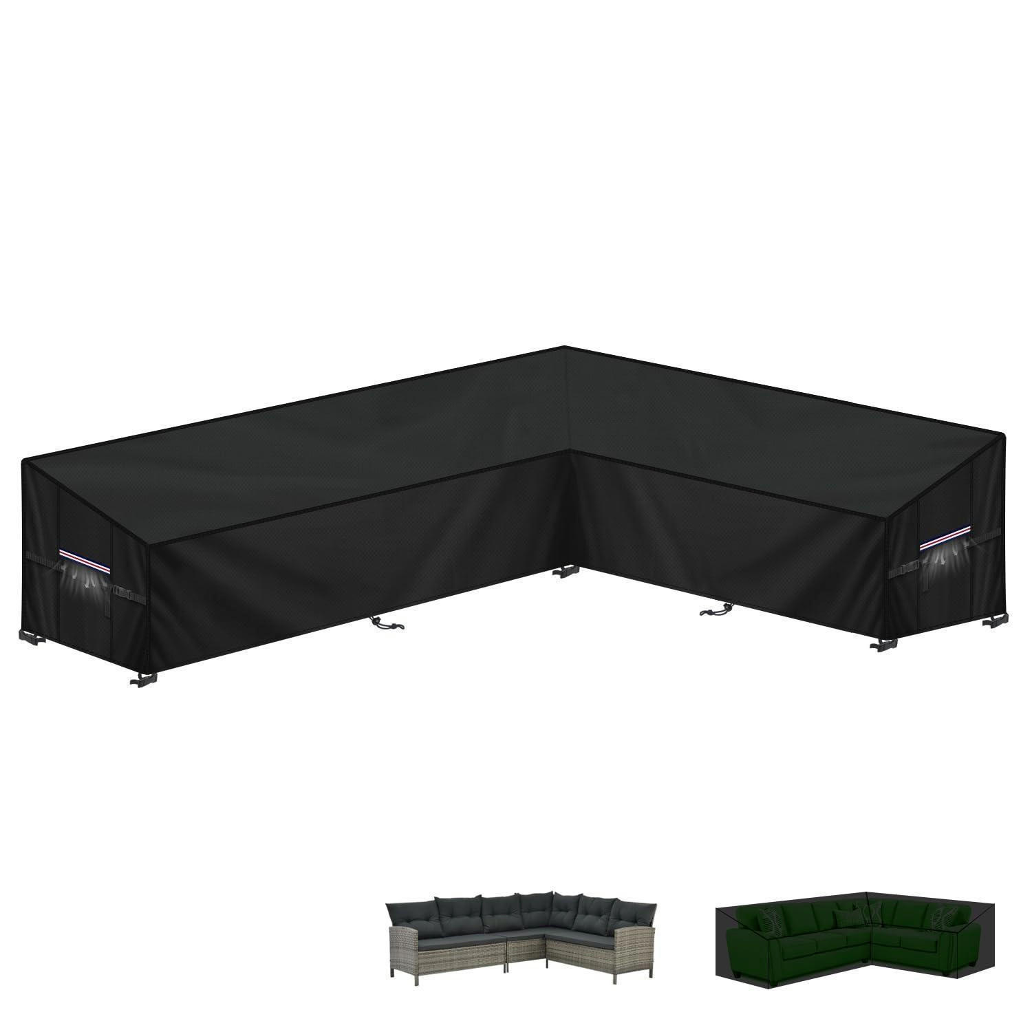 GARTENLOUNGE Abdeckplane L-Form 260x210x87x80/60cm Wasserdicht - Schwarz, Kunststoff (1/1/1cm)