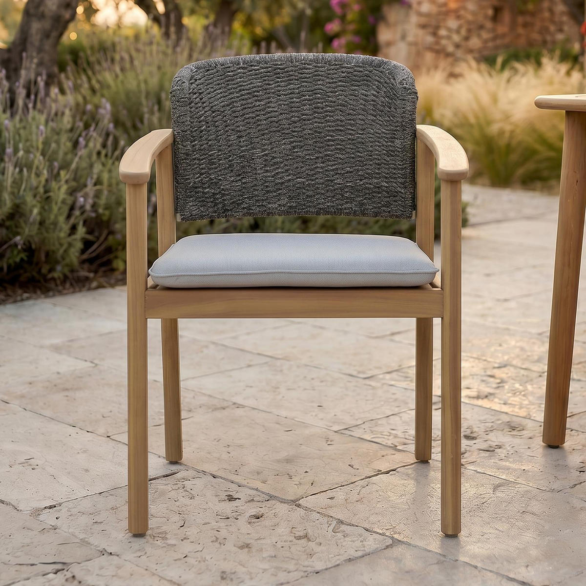 GARTENSTUHL SURIN grau, natur - Grau, Holz/Textil (63/82/61cm) - IDIMEX