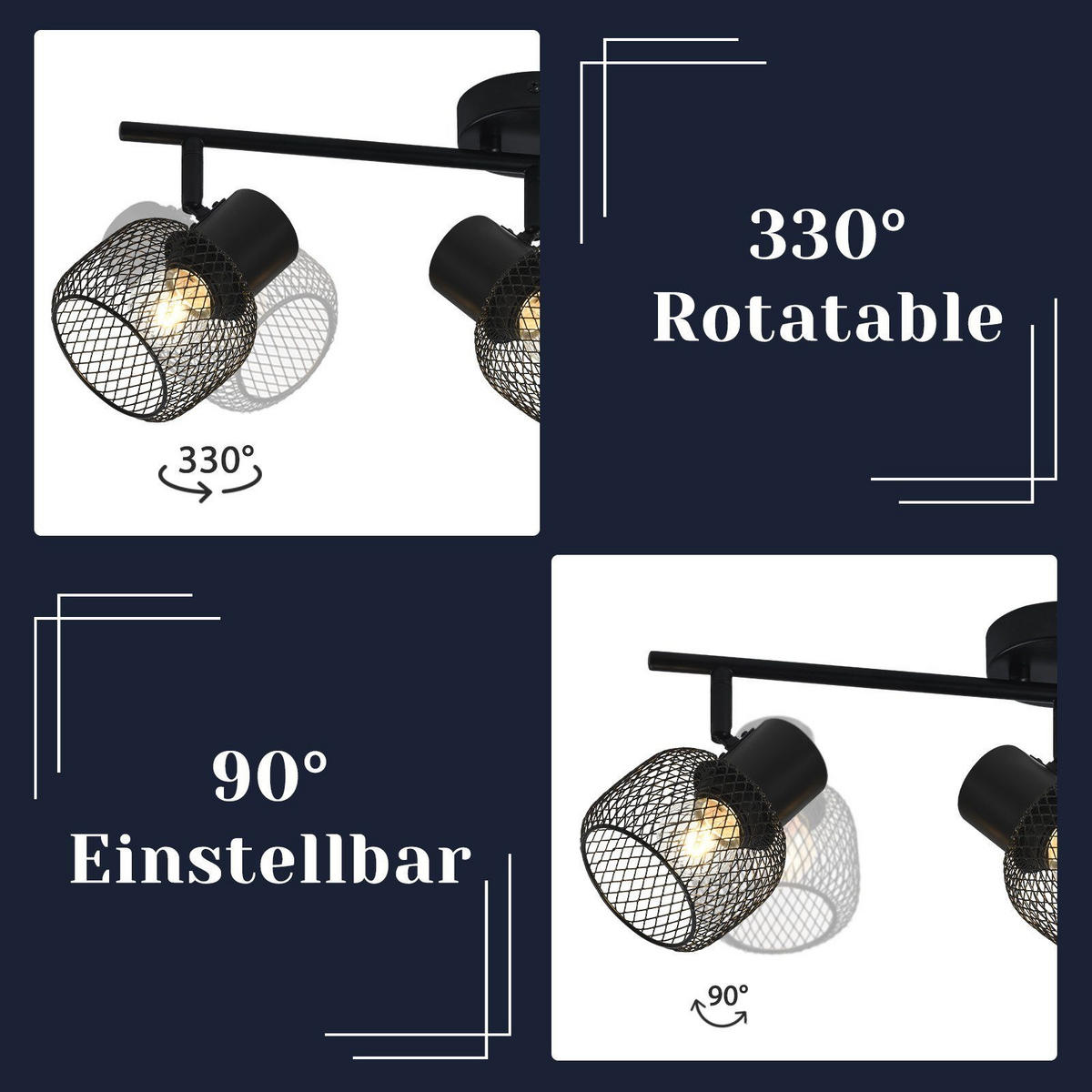 DECKENLEUCHTE Lydia 3-flammig 50/15/21 cm - Schwarz, Metall (50/15/21cm) - Nettlife