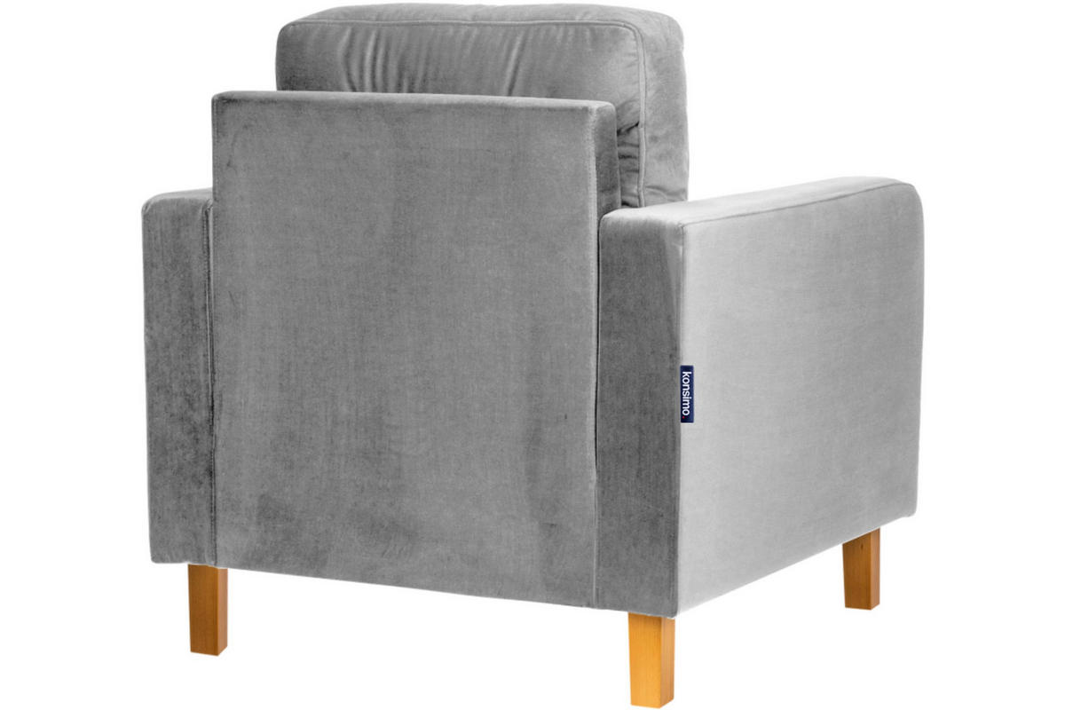 SESSEL ERISO mit Armlehnen und angenehmer Stoff zum Anfassen, Velour-Stoff, grau - Braun/Grau, Textil (80/75/75cm) - KONSIMO®