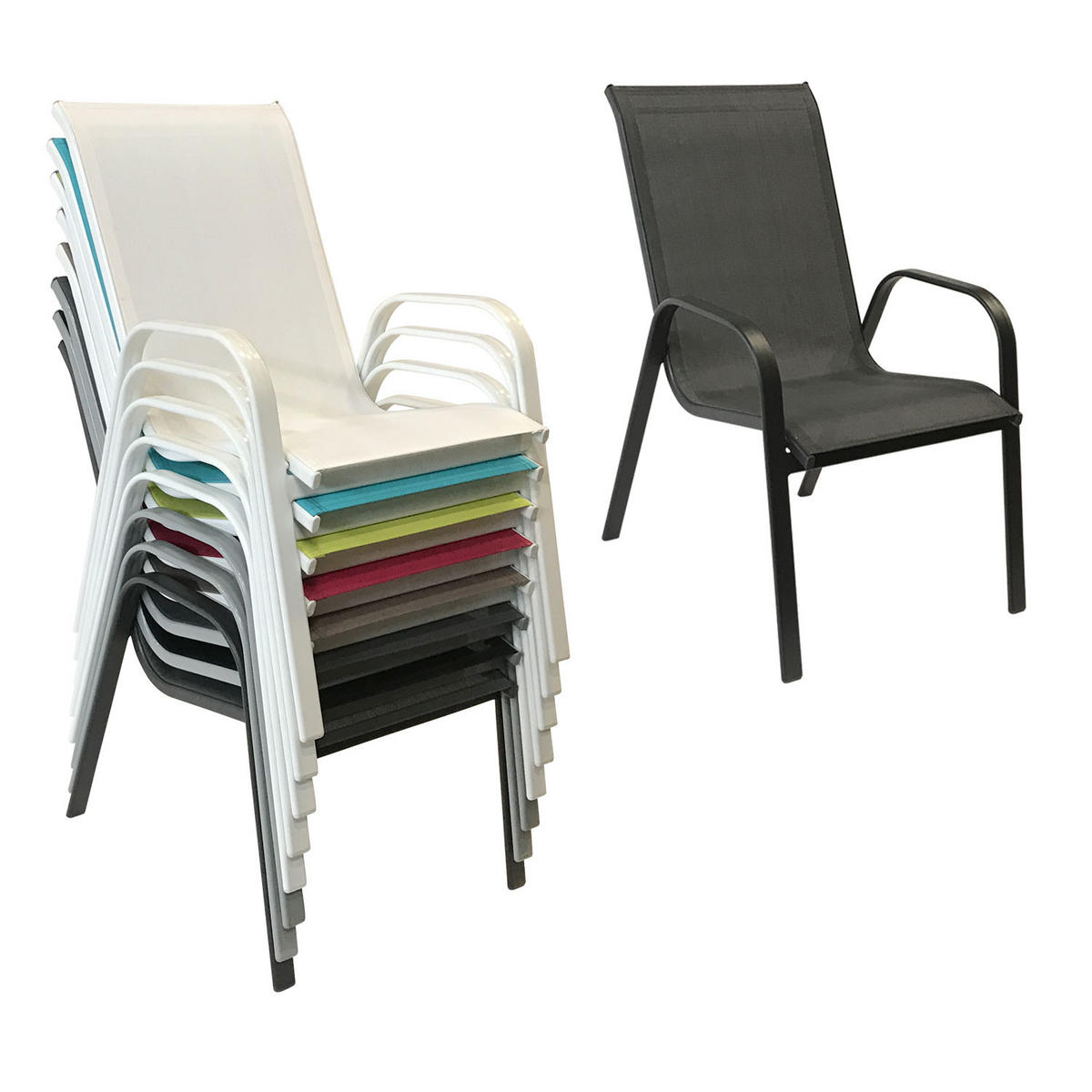 GARTENSTÜHLE Marbella Grau und Anthrazitgrau 4er-Set - Grau, Kunststoff (56.5/92.5/76cm) - Happy Garden