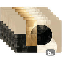 PLATZSETS 6er-Set Abstrakt - Modern - Schwarz - Gold 45x30 cm Tischset - Goldfarben, Kunststoff (0.3/45/30cm) - MuchoWow