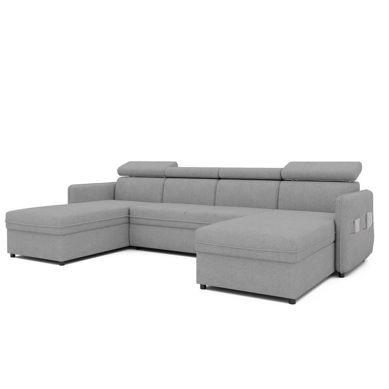WOHNLANDSCHAFT BENI mit Schlaffunktion und Bettkasten Beige - Beige/Schwarz, Kunststoff/Textil (286/60/166cm) - Idohome