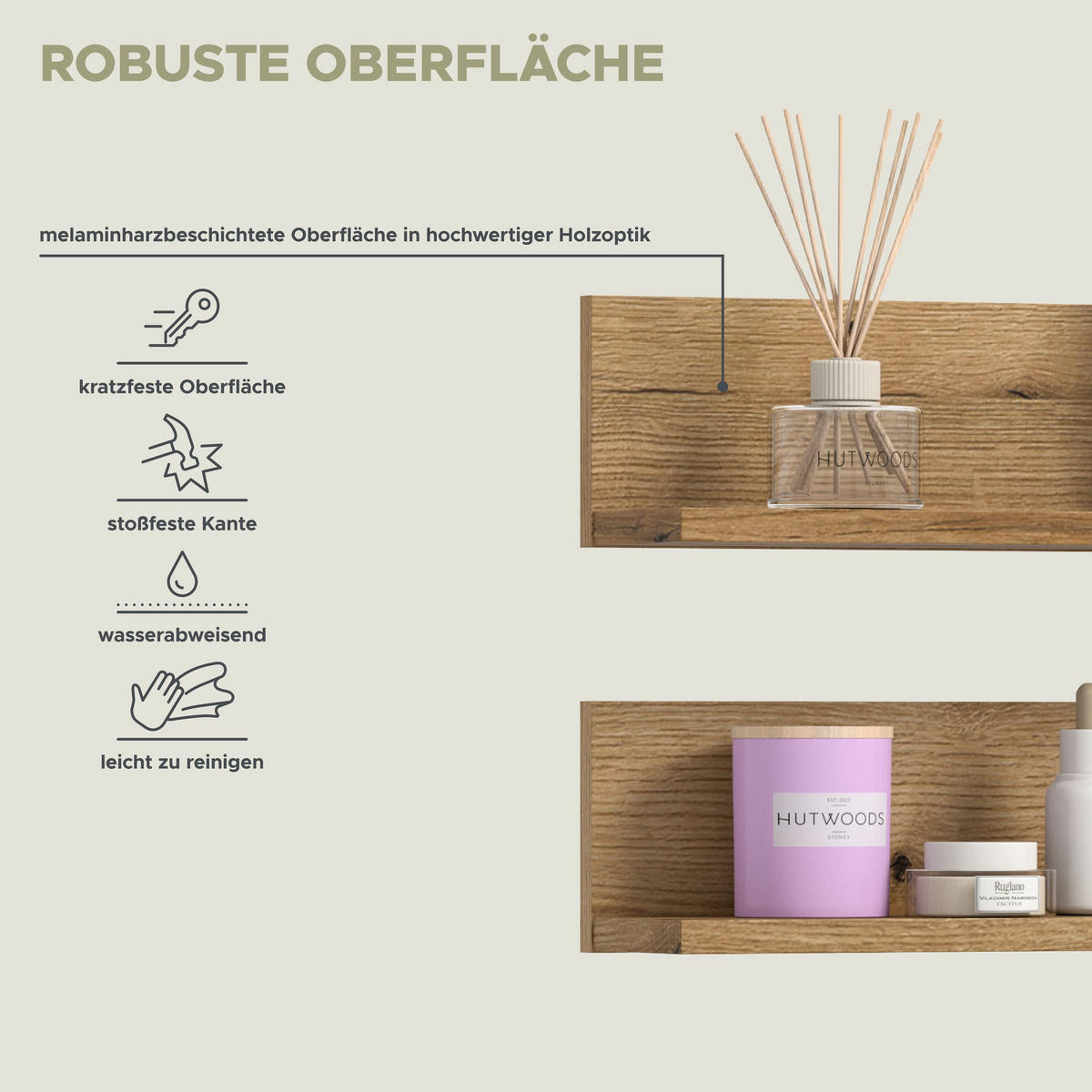 WANDREGAL Set Azur (B/H/T: ca. 51/12/14 cm) in Evoke Oak Nachbildung/Evoke Oak Nachbildung - Eichefarben, Holzwerkstoff (51/12/14cm)