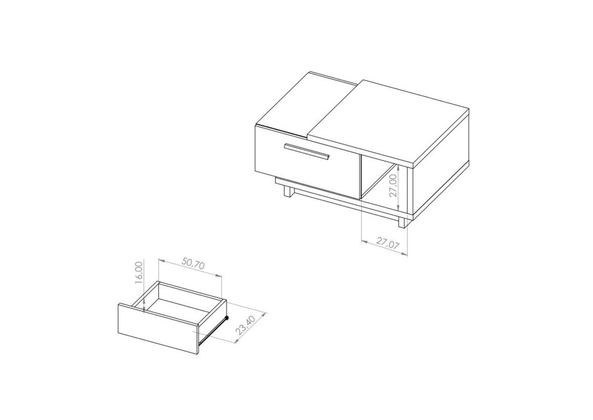 COUCHTISCH Zonda 90x60 mit zwei Schubladen - Schwarz/Eiche Artisan, Holzwerkstoff/Kunststoff (60/90/40cm) - Ravio