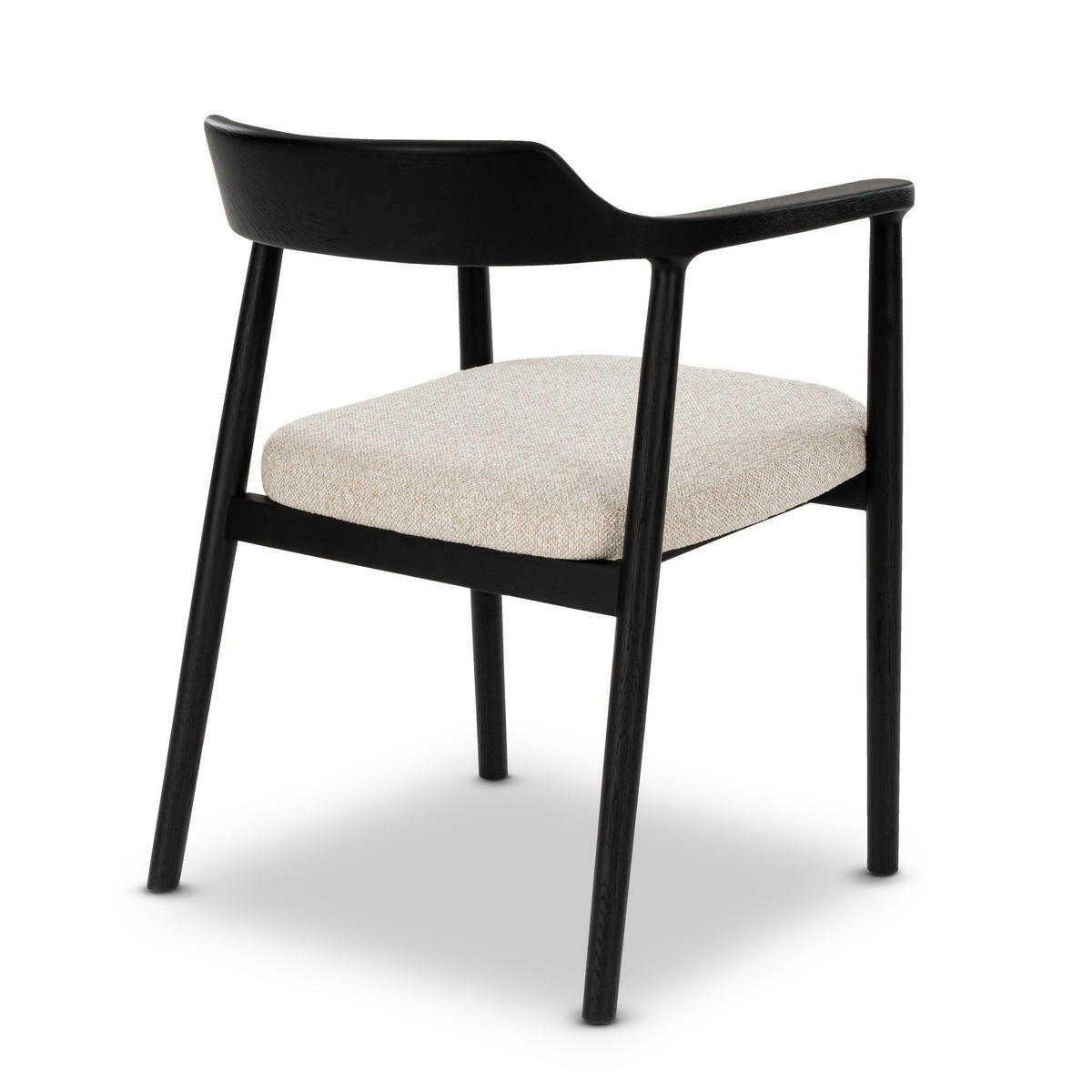 ESSZIMMERSTUHL Bergen, Schwarzes Eichenholz + beiger Stoff - Beige/Schwarz, Holz (58/77/59cm) - WOODEK