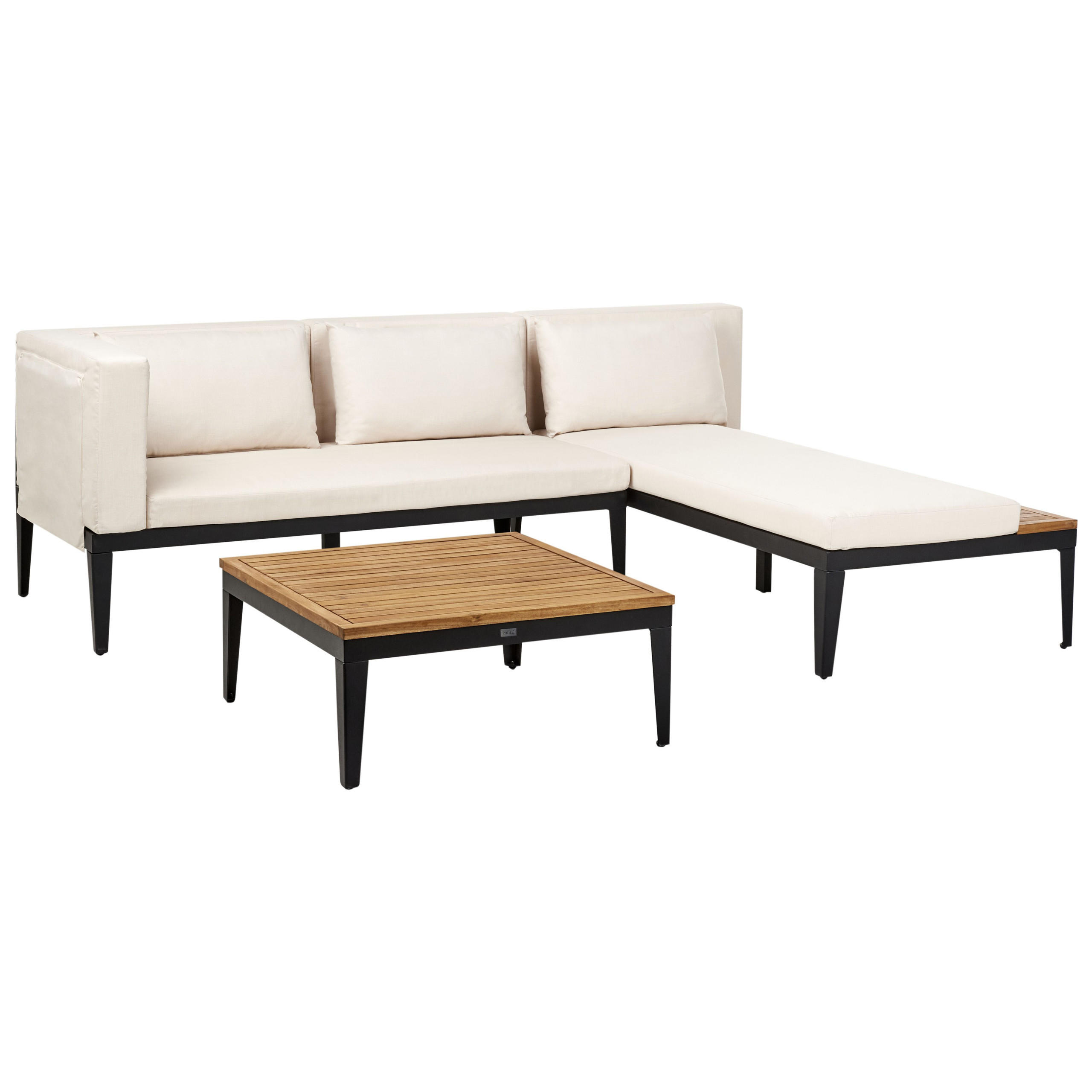 LOUNGE-SET 3-Sitzer Beige Bracciano - Hellbraun/Beige, Holz - Beliani