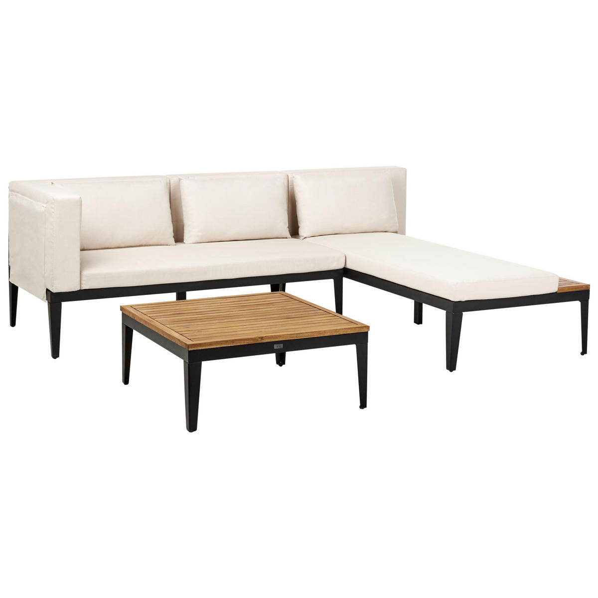 LOUNGE-SET 3-Sitzer Beige Bracciano - Hellbraun/Beige, Holz - Beliani