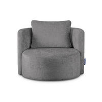 DREHSESSEL RAGGI 360° Drehfunktion mit inklusive dekorativem Kissen, Grau - Grau, Textil (92/75/94cm) - KONSIMO®